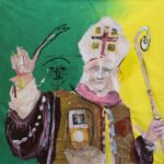 HOP POPE, mixed media on canvas 2015, cm 140x140