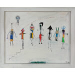GIANNETTI JIOKA A TENNIS E GLI ALTRI NON FANNO UN CAZZO, mixed media on wood 2023, cm 65x80